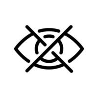 Eye symbol overlaid with an X cross indicating invisibility or closure state vector