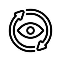 Eye within circular arrows symbolizing review, refresh view, or observation cycle vector