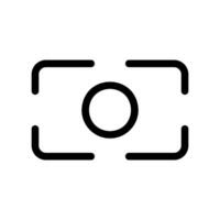 Camera focus frame icon with central circle representing targeting or selection vector