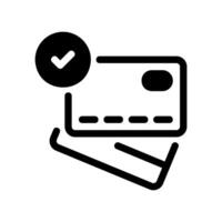 Multiple payment cards with checkmark signifying verified payment methods vector