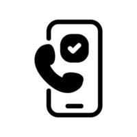 Smartphone with checkmark on call icon showing verified call or number vector