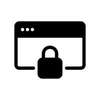 Solid application window with padlock symbolizing secure connection or privacy vector