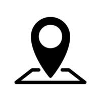 Solid map pin icon marking a specific geographical location or point vector