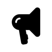 Simple solid megaphone icon representing voice, announcement or amplification vector