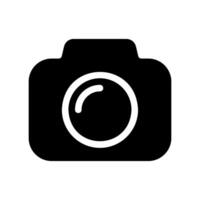 Solid simple camera icon representing photography, picture taking, or gallery vector