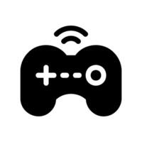 Solid game controller icon with wireless signal for gaming input vector