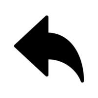 Solid curved back arrow icon for undo, reply, or return actions vector