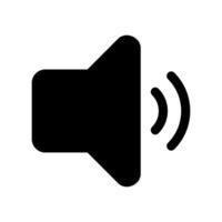 Solid speaker icon emitting sound waves indicating audio output or volume level vector