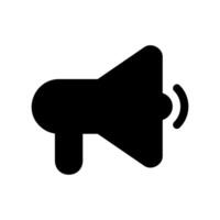 Solid megaphone icon with sound waves indicating loud announcement or alert vector