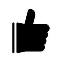 Solid thumbs up gesture icon representing approval, like, or positive feedback vector
