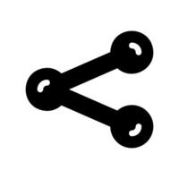 Solid variant share icon with straight lines connecting points for linking vector