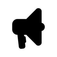 Solid megaphone icon tilted representing dynamic announcement or action call vector