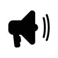 Solid megaphone icon with prominent sound waves indicating loud broadcast vector