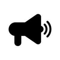 Tilted solid megaphone with sound waves for dynamic alert or broadcast vector