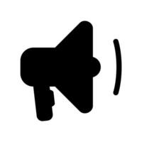 Dynamic tilted solid megaphone with sound waves for active alert notification vector