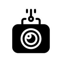 Compact action camera style device with mounting bracket and lens focus rings vector