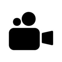 Simple solid camera icon representing recording, filmmaking or surveillance vector