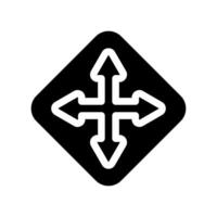Diamond shaped sign with four arrows indicating multiple direction options vector