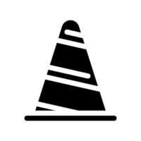 Striped traffic cone icon used for road warnings or delineating areas vector