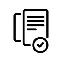 Outline document in context with checkmark indicating approval or completion status vector