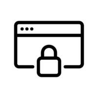 Outline application window with padlock icon signifying secure connection status vector