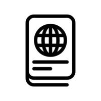 Outline passport icon with globe symbol representing international identity document vector