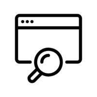 Outline application window with magnifying glass representing search functionality vector