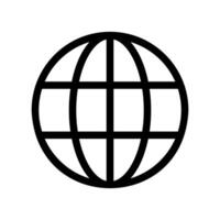 Simple outline globe icon symbolizing global network, internet, or worldwide access vector