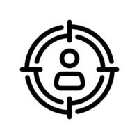 Outline user icon centered in target scope representing audience targeting strategy vector