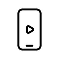 Smartphone display with a play button icon for media playback start vector