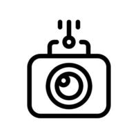 Front view security camera icon with active signal indicator on top symbol vector