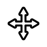 Four directional arrow cross symbol for movement, navigation or expansion vector