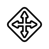 Four way directional arrows within a diamond frame for navigation UI icon vector