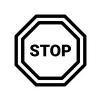 Octagonal stop road sign outline icon for mandatory traffic halt command vector
