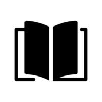 Open book solid icon representing reading, knowledge, education, or library vector