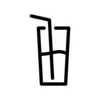 Simple drinking glass icon with a straw for beverages or refreshments use vector