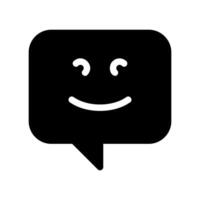 Chat bubble icon with a simple smiling face expression vector