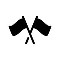 Two crossed waving flags icon representing competition or signal vector