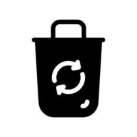 Trash can with recycling loop symbol for waste segregation vector