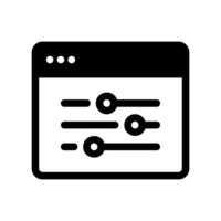 Application settings panel with adjustable slider controls icon vector