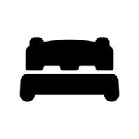 Simple bed frame with mattress icon representing sleep or lodging vector