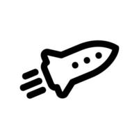 Fast launching rocket outline icon symbolizing progress and speed vector