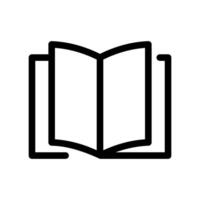 Open book outline icon symbolizing knowledge reading and learning resources vector