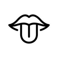 Outline icon of playful lips expression showing tongue teasingly clearly vector