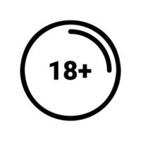 Age restriction symbol indicating content suitable for adults 18 plus outline vector