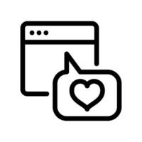Outline of digital message bubble with heart symbol expressing affection clearly vector