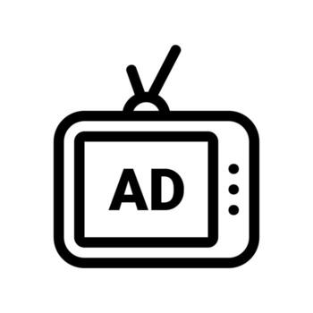 Outline retro television screen displaying advertisement message broadcast clearly vector