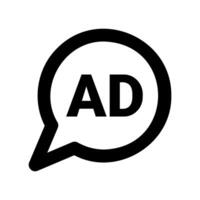 Outline speech bubble containing AD text symbol for marketing communication clearly vector