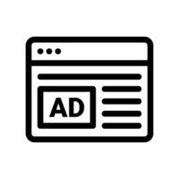 Outline web browser window with integrated AD banner online marketing clearly vector