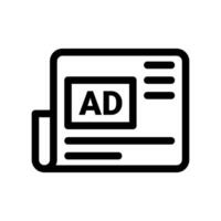 Outline newspaper layout featuring advertisement section clearly visible print media vector
